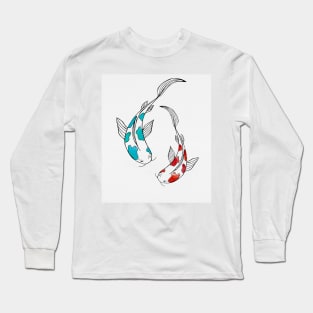 Koi Fish Lovers Watercolor Print Long Sleeve T-Shirt